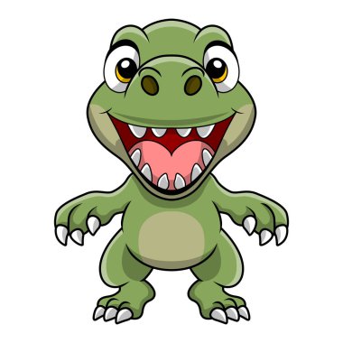 Beyaz arkaplanda şirin dinozor çizgi filminin vektör illüstrasyonu