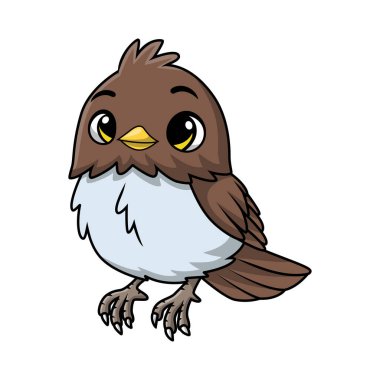 Beyaz arkaplanda Şirin bülbül çizgi filminin vektör çizimi