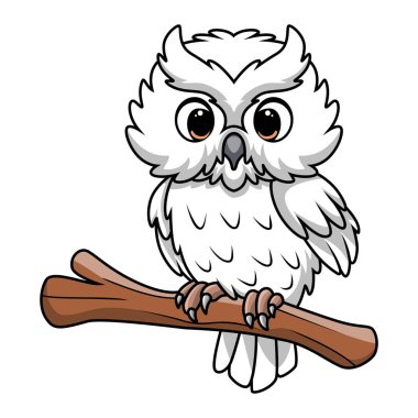 Vector illustration of Cute snowy owl cartoon on white background clipart