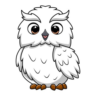 Vector illustration of Cute snowy owl cartoon on white background clipart