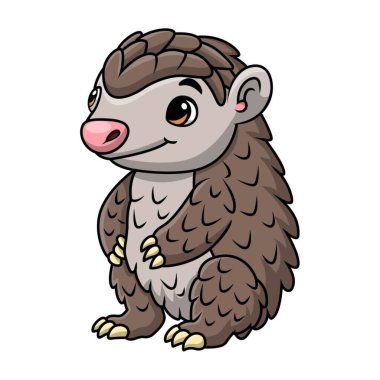 Beyaz arkaplanda şirin pangolin çizgi filminin vektör illüstrasyonu