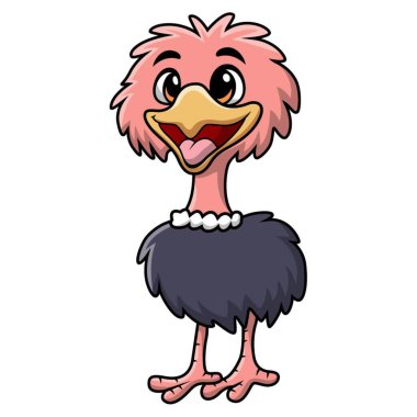 Beyaz arkaplanda şirin devekuşu karikatürü temsili