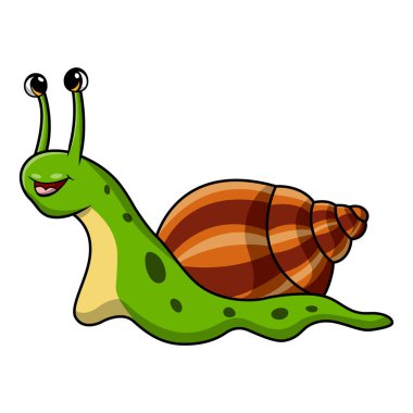 Beyaz arkaplanda Şirin Salyangoz Çizimi