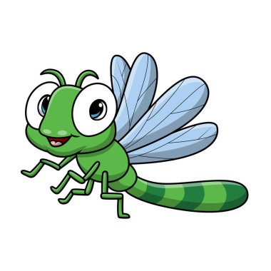 Beyaz arkaplanda Şirin Yusufçuk çizgi filminin vektör çizimi