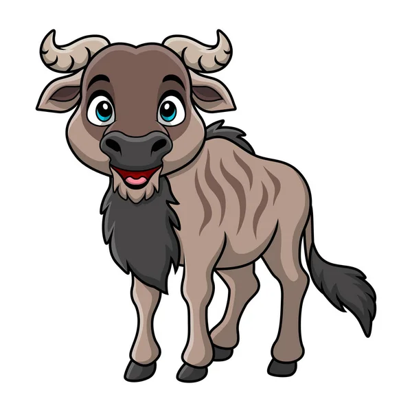 stock vector Vector illustration of Cute wildebeest cartoon on white background