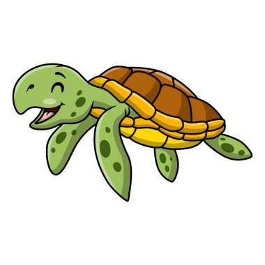 Beyaz arkaplanda Şirin Deniz Kaplumbağası Çizimi
