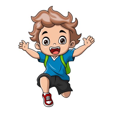 Küçük şirin okul çocuğu çizgi filminin vektör çizimi