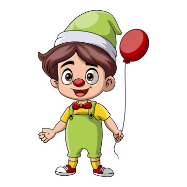 Palyaço kostümü giyen yakışıklı çocuk.