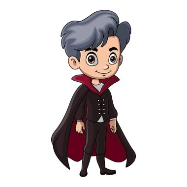 Şeytan kostümü giymiş şirin çocuk çizgi filmi.