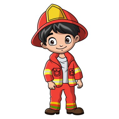 Çizgi film karakteri kostümlü itfaiyeci.