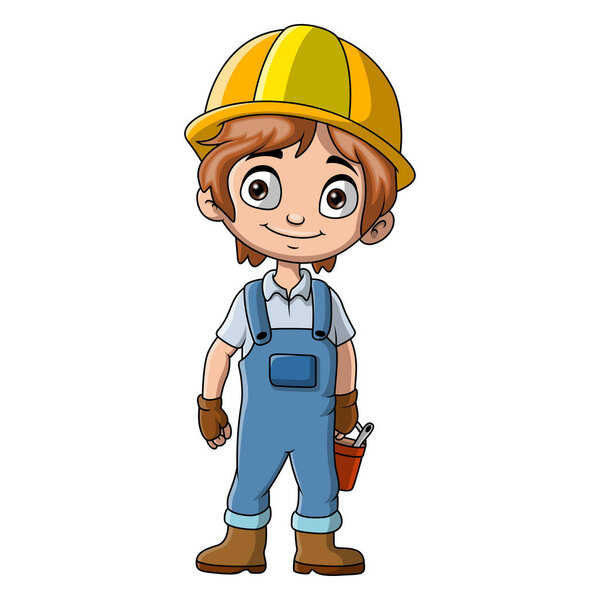 Boy cartoon wearing costume engineering
