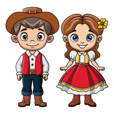 Couple kids cartoon wearing costume denmark