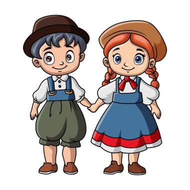 Couple kids cartoon wearing costume denmark