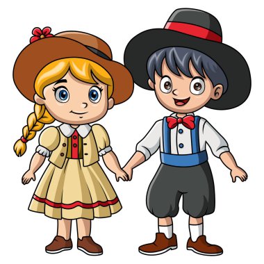 Couple kids cartoon wearing costume denmark