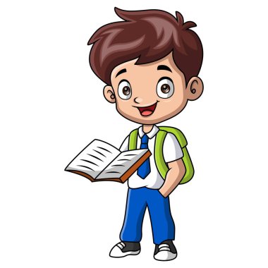 Sevimli mutlu okul çocuğu çizgi filmi.