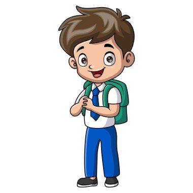 Sevimli mutlu okul çocuğu çizgi filmi.