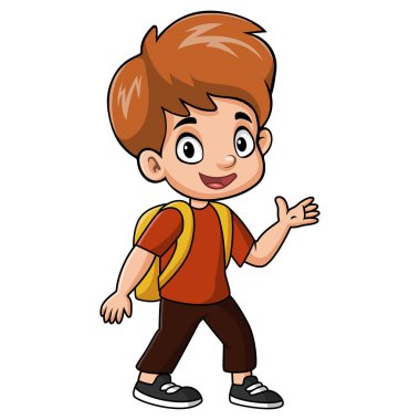 Sevimli mutlu okul çocuğu çizgi filmi.