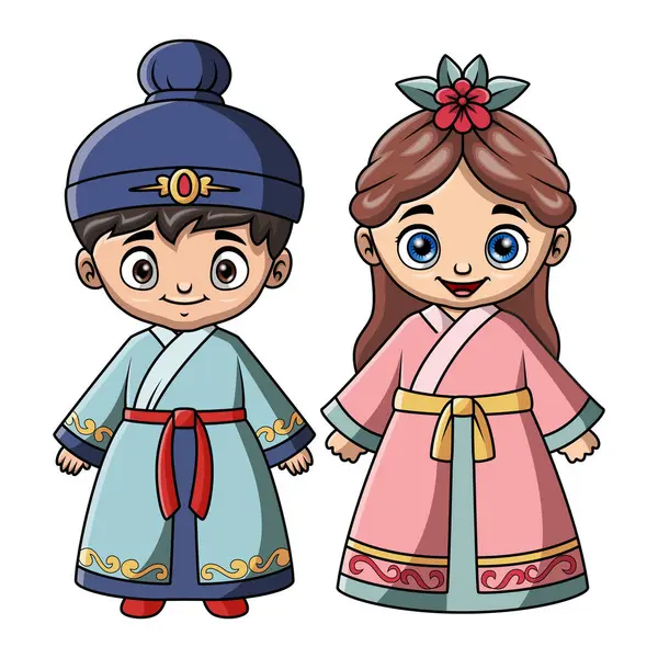 Kore kostümü giymiş birkaç çocuk çizgi filmi.