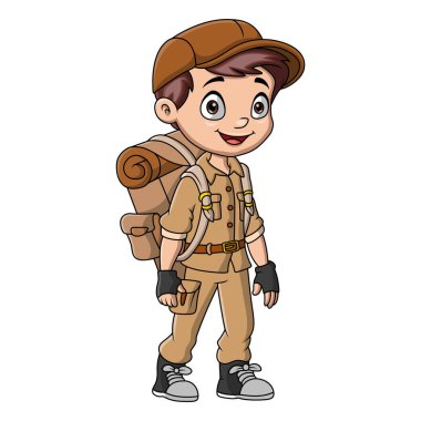 Tatlı, mutlu çocuk maceraya çıkmış.