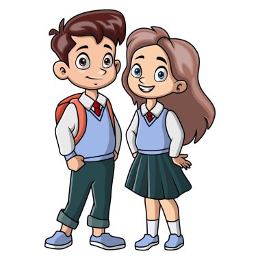 Bir çift şirin okul çocuğu ve kız.