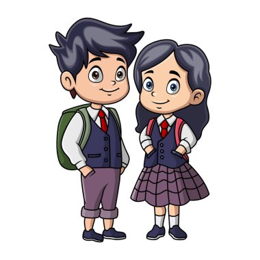 Bir çift şirin okul çocuğu ve kız.