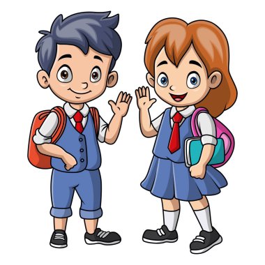 Bir çift şirin okul çocuğu ve kız.