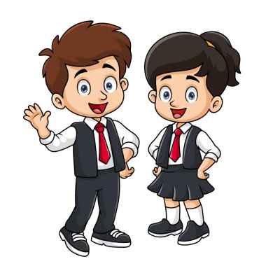 Bir çift şirin okul çocuğu ve kız.