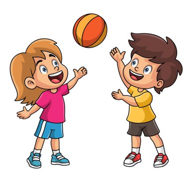 Voleybol oynayan şirin çocuk çizgi filmi
