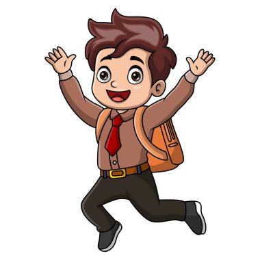 Sevimli mutlu okul çocuğu çizgi filmi.