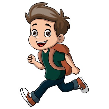 Sevimli mutlu okul çocuğu çizgi filmi.