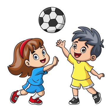 Voleybol oynayan şirin çocuk çizgi filmi