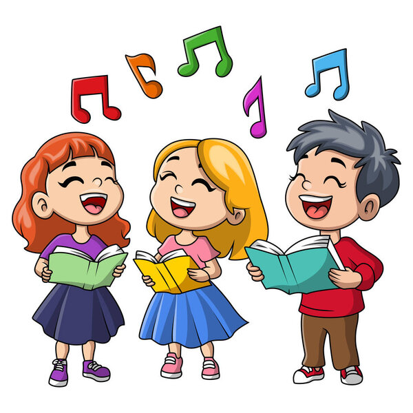 Cute kids cartoon is singing