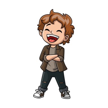 Tatlı çocuk mutlu bir şekilde gülüyordu.