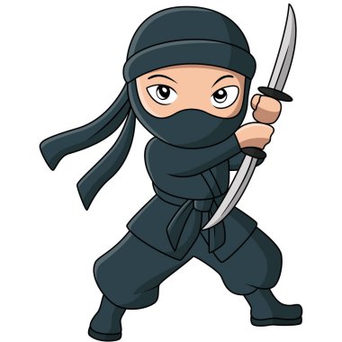 Tatlı çocuk ninja gibi giyinmiş.