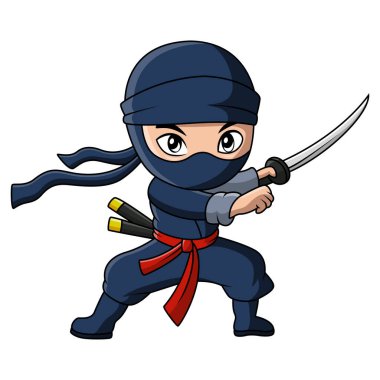Tatlı çocuk ninja gibi giyinmiş.