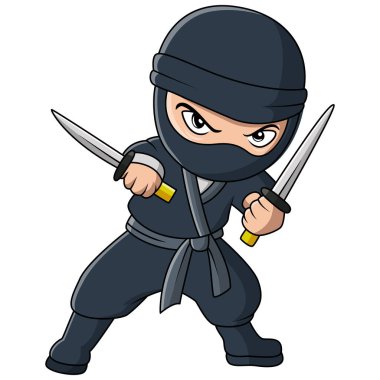 Tatlı çocuk ninja gibi giyinmiş.