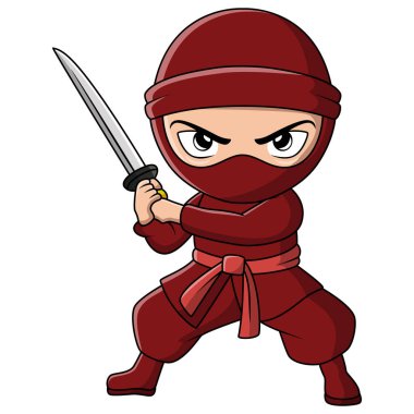 Tatlı çocuk ninja gibi giyinmiş.
