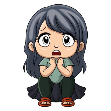 Sevimli kız üzgün surat.