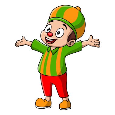 Palyaço kostümü giyen yakışıklı çocuk.