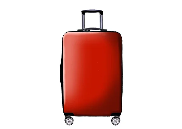 Κόκκινη Βαλίτσα Ταξιδιού Ρόδες — Φωτογραφία Αρχείου