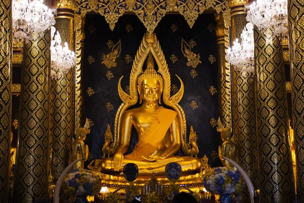 Interior Vihara Phra Phuttha Chinnarat Buddha Statue Thai People Foreign — Stock Photo, Image