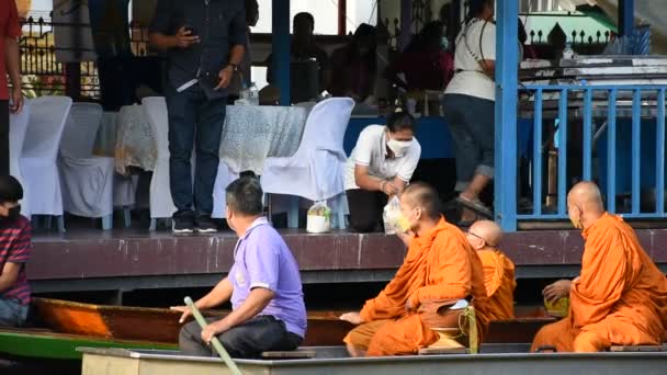 Tailandês Pessoas Viajante Estrangeiro Viagem Visita Juntar Tradição Mérito Ritual — Vídeo de Stock
