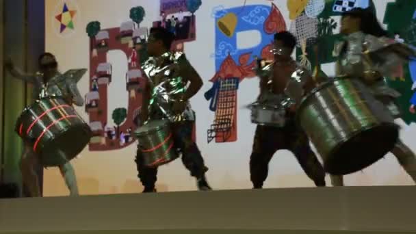 Banda Música Mujeres Tailandesas Actriz Músico Tocando Caja Ritmos Instrumentos — Vídeo de stock