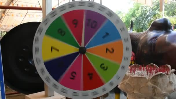 Lucky Numbers Wheel Fortune Game Thai People Travelers Travel Visit — Stock Video