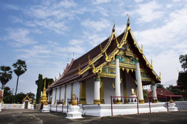 Tai halkı için antik bir harabe olan Wat Huntra Tapınağı 6 Kasım 2022 'de Ayutthaya, Tayland' da kutsanmış Buda mitolojisine ziyaret edip saygı gösterirler.