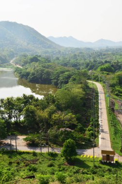 View landscape island lake river and mountain forest jungle for thai people and foreign travelers travel visit and camping rest relax at Kaeng Krachan Dam and National Park in Phetchaburi, Thailand