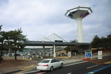 Exterior architecture building of Gimhae international airport for Korean people and foreign traveler passengers travel visit use service journey at Gangseo on February 17, 2023 in Busan, South Korea