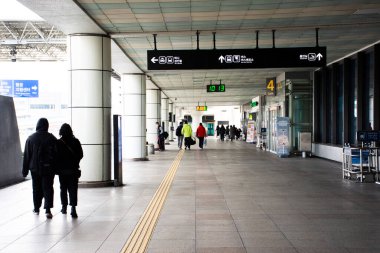 Exterior architecture building of Gimhae international airport for Korean people and foreign traveler passengers travel visit use service journey at Gangseo on February 17, 2023 in Busan, South Korea