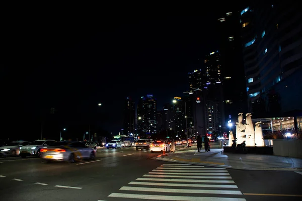 Пейзаж Городского Пейзажа Кёнсаннам Сделать Город Корейцами Езда Велосипеде Улице — стоковое фото