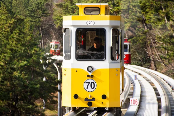 Koreaner Und Ausländische Reisende Die Der Sky Capsule Tram Haeundae — Stockfoto